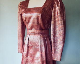 Vintage 60s Pink Metallic Sparkle Party Dress