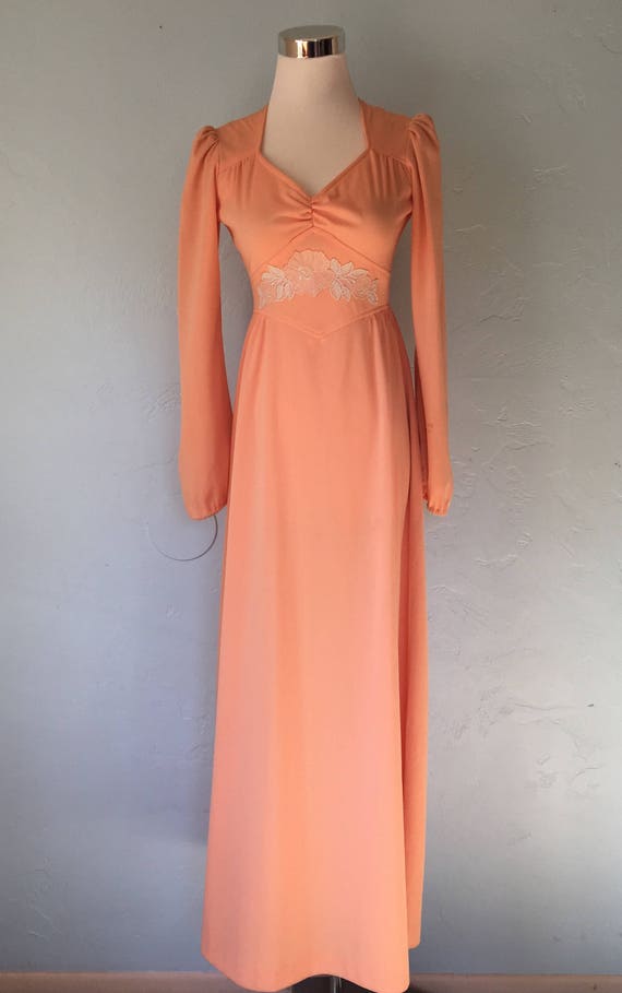 peach maxi dress with sleeves