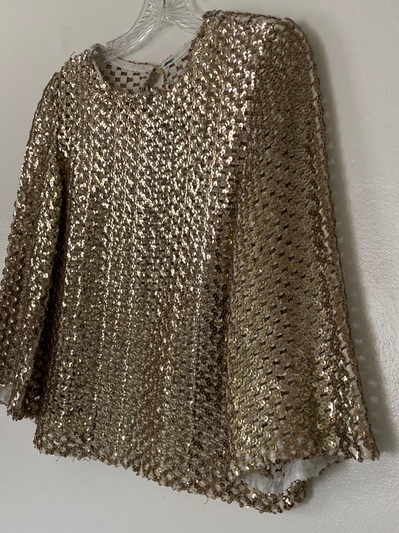 Vintage 30s/40s Gold Sequin Top Size XS - image 3