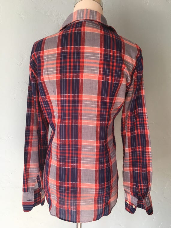 Vintage Western Shirt - Red White Blue Plaid - by Jon… - Gem