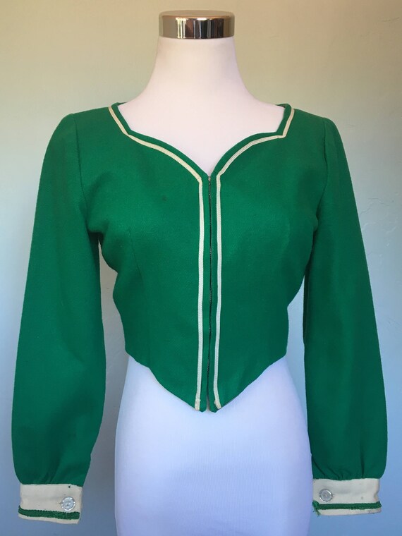 Vintage 40s Emerald Green Art Deco Crop Top