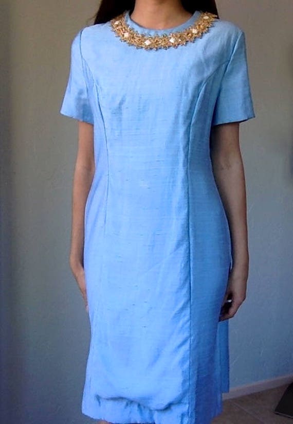 light blue dress with collar