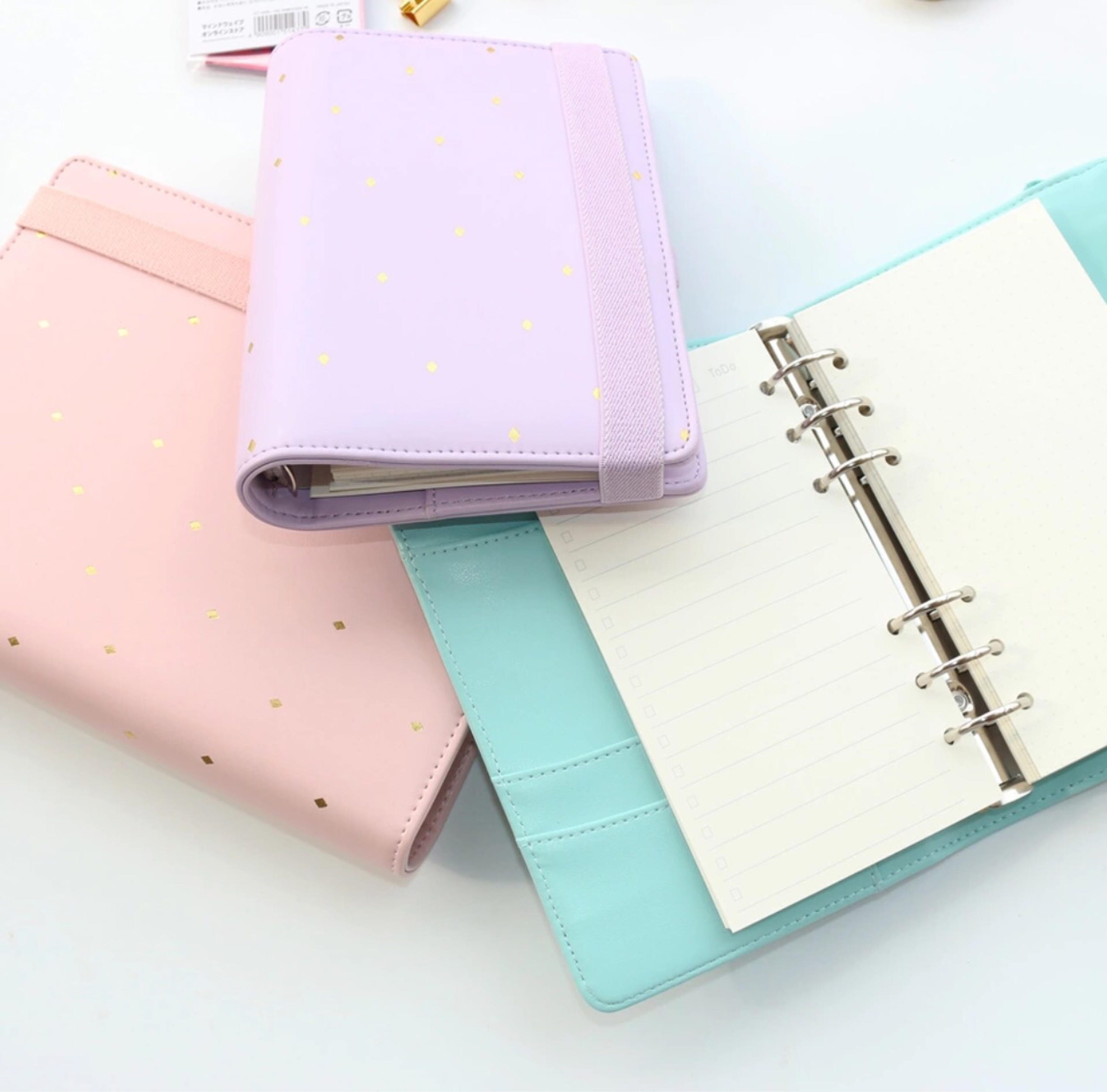 A5 Personal Size Planner Binder Gold Leather Binder Notebook Etsy