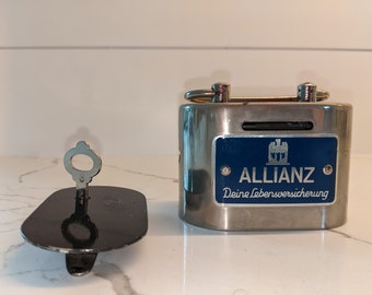 Vintage Allianz Money Box, Made in Germany, including key, spardose, metall