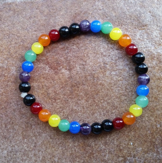 Pride Semi-Precious Beaded Bracelet in Rainbow