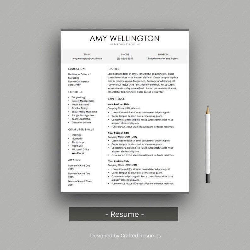 Professional Resume + | Letter Word Executive Resume | Service, Teacher, for Cover | Assistant Template Template  Letter Cover Customer