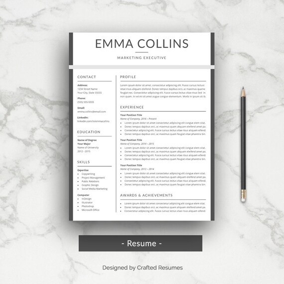 professional resume template cv template modern word etsy cv paper size