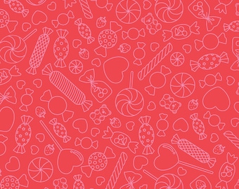 Linha Candy - Coleção Sweet Shoppe da Kimberbell Designs para Maywood Studios - MAS11027-R Vermelho - vendido por meio metro