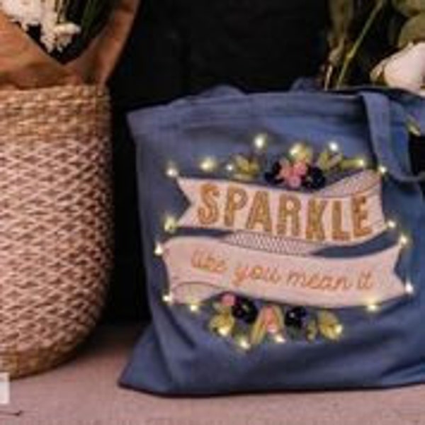 Kimberbell Fill in the Blank - January 2021 - "Sparkle Like You Mean It" Chambray Tote - Kimberbell Designs - Free Design with Tote Purchase