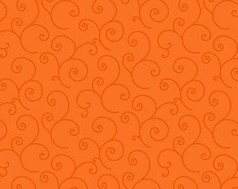 Könnte beinhalten: Ein nahtloses Muster mit einem sich wiederholenden Design aus orangefarbenen Wirbeln auf orangefarbenem Hintergrund.