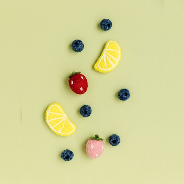 Spoonful of Sunshine Lemon and Berries Wool Felt by Kimberbell Designs - KDKB1276 - 10 assorted felt adornments