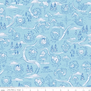 100 Aker Woods Map Sky - 100 Aker Woods Collection by Jill Howarth for Riley Blake Designs - C15171-SKY - 1/2 yard