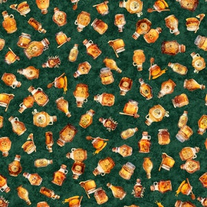 Honey Bottles - Queen Bee by Dan Morris for QT Fabrics - 30486 F Forest - 1/2 yard