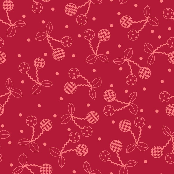Cheerful Cherries KimberBell Basics Fabric - Designer Kim Christopherson for Maywood Studios - MAS8245-PR Pink/Red - 1/2 yard
