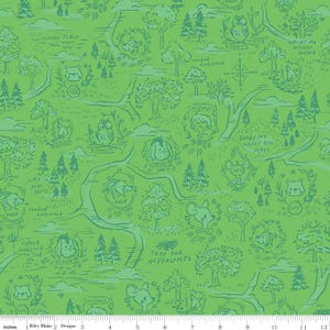 100 Aker Woods Map Green - 100 Aker Woods Collection by Jill Howarth for Riley Blake Designs - C15171-GREEN - 1/2 yard