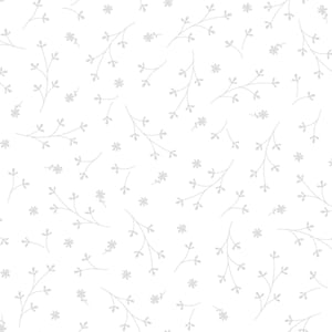 Pretty Petals KimberBell Basics Fabric - Designer Kim Christopherson for Maywood Studios - MAS8260-WW White on White - 1/2 yard