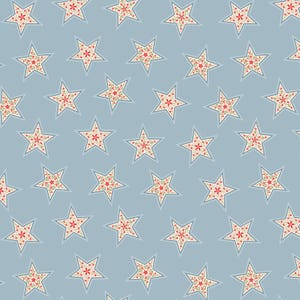 Stars from Peace & Joy Collection by Lewis and Irene - C110-2 Light Blue - 1/2 yard