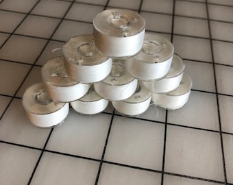 Clear-Glide Bobbin - Class 15/A - White Pre-Wound - 10 count