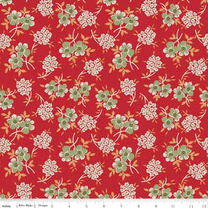 Holiday Floral - Home Town Holiday Collection by Lori Holt for Riley Blake Designs - C14900-Schoolhouse Red - 1/2 yard