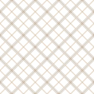 Pode incluir: Um padrão sem costura de linhas finas brancas e bege que formam uma grade de quadrados. As linhas são dispostas diagonalmente, criando um efeito xadrez sutil.