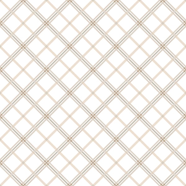 Plaid Basics Fabric - Kimberbell Designs for Maywood Studios - MAS8262-E Cream-Taupe - 1/2 yard