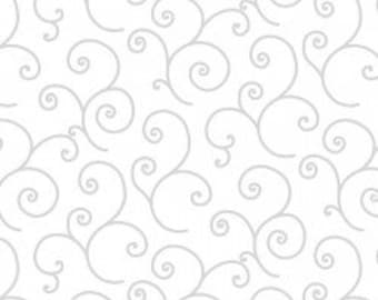 Könnte beinhalten: Ein nahtloses Muster aus grauen Spiralen auf weißem Hintergrund. Die Spiralen sind in einem sich wiederholenden Muster angeordnet und erzeugen ein zartes und elegantes Design.