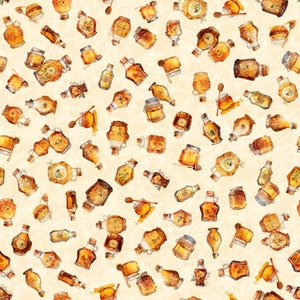 Honey Bottles - Queen Bee by Dan Morris for QT Fabrics - 30486 E Cream - 1/2 yard