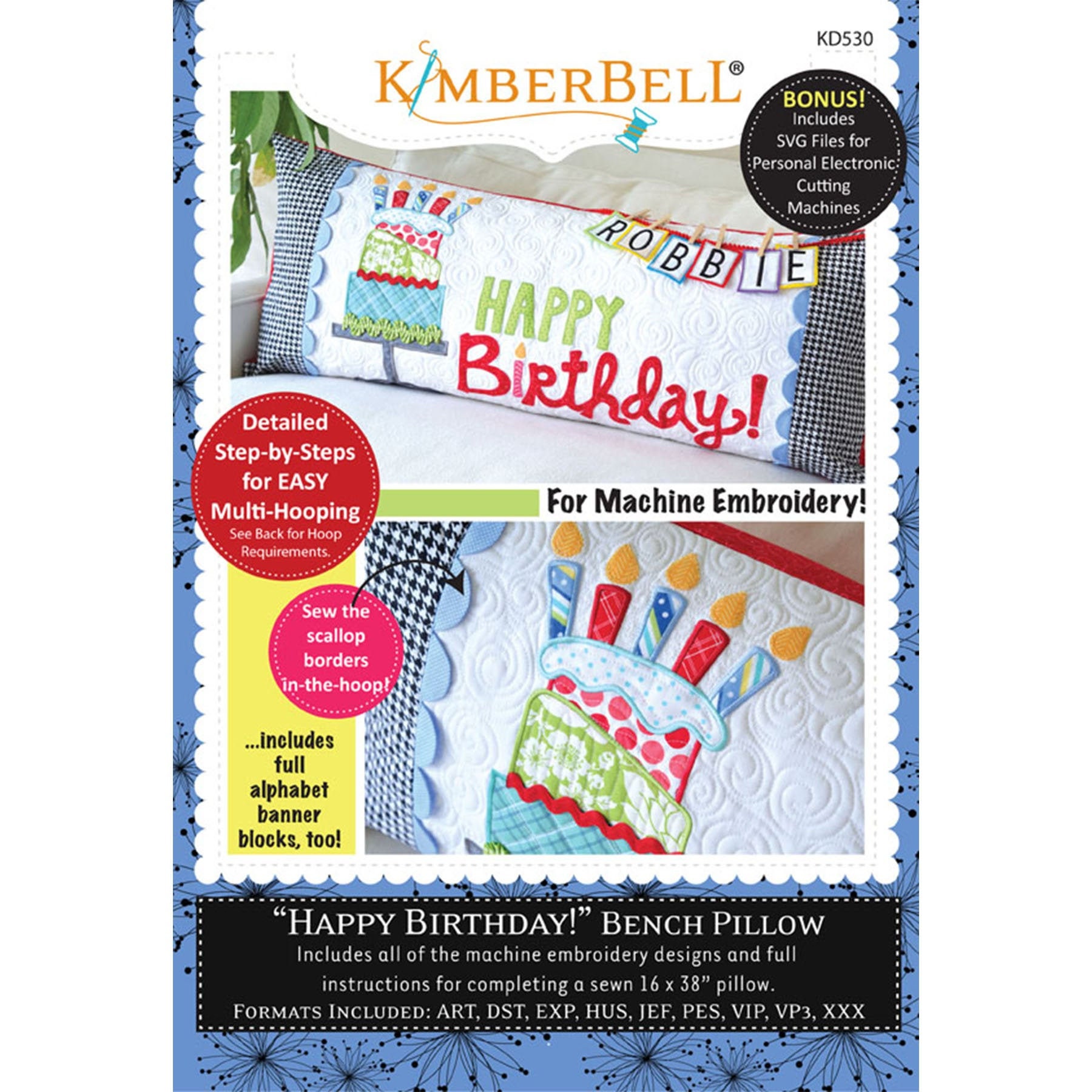 Happy Birthday Bench Pillow Machine Embroidery Cd By Etsy