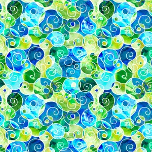 Party Animals by Kim Green of KG Art Studio for P&B Textiles - Colorful Swirls PNBPANI-4862-BG - Blue Green - 1/2 yard