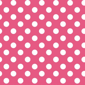 Pode incluir: Um padrão sem costura de bolinhas brancas sobre um fundo rosa.