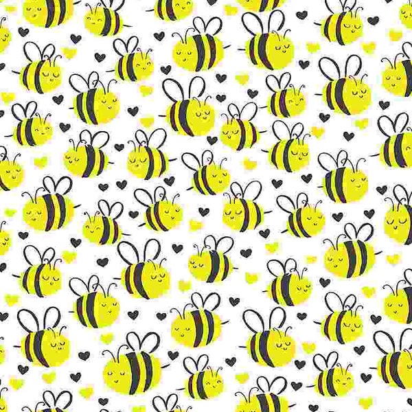 Süße Plump Bees aus der What's the Buzz Kollektion von Timeless Treasures - BEE-C7855 Weiß - 1/2 Yard
