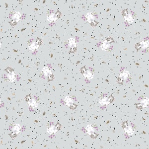 Cats Tiny Flowers - Whiskers and Paws by Hannah Dale for Maywood Studio - MAS10418-K Grey - 1/2 yard