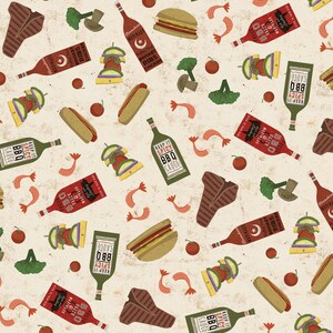 Food - Backyard BBQ by Dan DiPaolo for Clothworks - Y4417-11 Light Khaki - Sold by the 1/2 yard