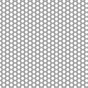 May include: A black and white pattern of repeating hexagons.