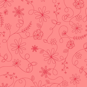 May include: A seamless pattern featuring pink flowers and leaves on a light pink background. The design is simple and elegant, with delicate lines and curves.