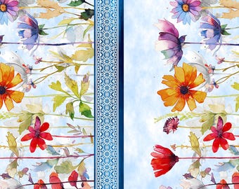 Borde - Colección Blooming Day and Night de Jason Yenter para In The Beginning Fabrics - IBF1BDN-2 Multi sobre BLANCO - vendido por media yarda