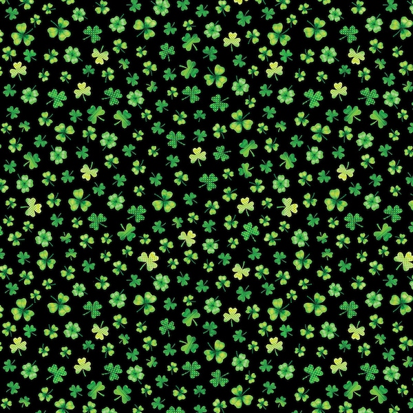 Little Shamrocks - Shamrocks and Shenanigans von Nicole DeCamp für Benartex Kanvas - 14698-12 Schwarz - 1/2 Yard