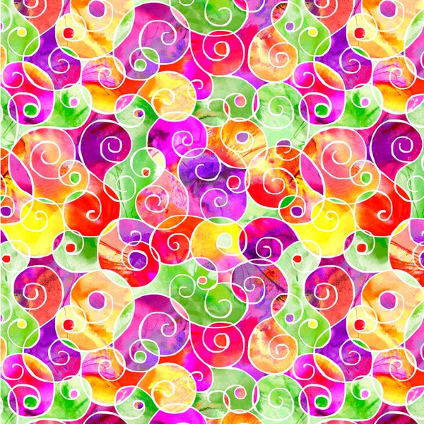 Party Animals by Kim Green of KG Art Studio for P&B Textiles - Colorful Swirls PNBPANI-4862-MU- Multi - 1/2 yard