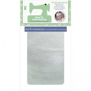 May include: Sew-in interfacing fabric, shown in a close-up view. The packaging features a green and white floral design with a sewing machine illustration. Text on the packaging reads "Sew-in Interfacing" and "Especially for use with delicate fabrics."