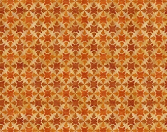 May include: A seamless pattern of brown and orange stylised leaves arranged in a repeating geometric design.