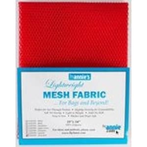May include: Red lightweight mesh fabric, 15" x 18", for bags and projects. The fabric is made of a fine mesh and is lightweight and breathable. It is perfect for a variety of craft projects, including bags, purses, and home decor.