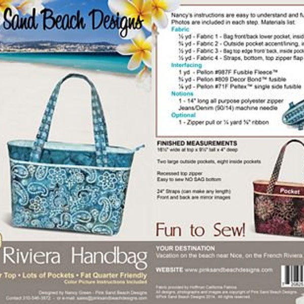 Riviera Handbag Pattern by Pink Sands Beach Designs - #125