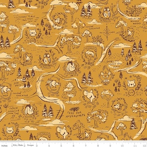 100 Aker Woods Map Gold - 100 Aker Woods Collection by Jill Howarth for Riley Blake Designs - C15171-GOLD - 1/2 yard