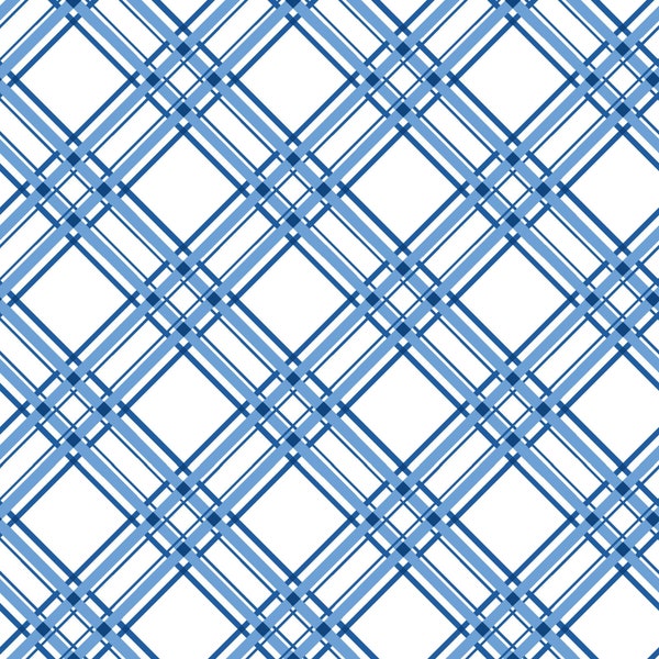 Diagonal Plaid KimberBell Basics Fabric - Designer Kim Christopherson for Maywood Studios - MAS8244-B Blue- 1/2 yard