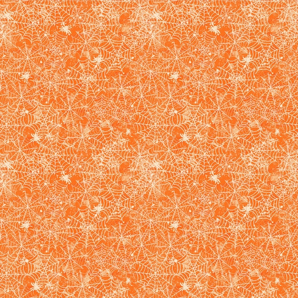 All Hallows Eve - Spider Web by Sue Zipkin for Clothworks - Y3822-36 Orange - 1/2 yard