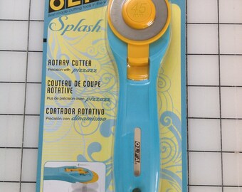 Olfa Splash 45mm Rotary cutter in aqua blue and yellow - RTY-2/C