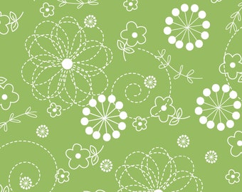 Doodles KimberBell Basics Fabric - Designer Kim Christopherson for Maywood Studio - MAS8246-G Green - 1/2 yard