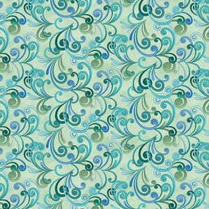 Calypso Swirl from Butterfly Calypso Collection by Benartex Kanvas Fabrics - 14875-04 Light Green - 1/2 yard