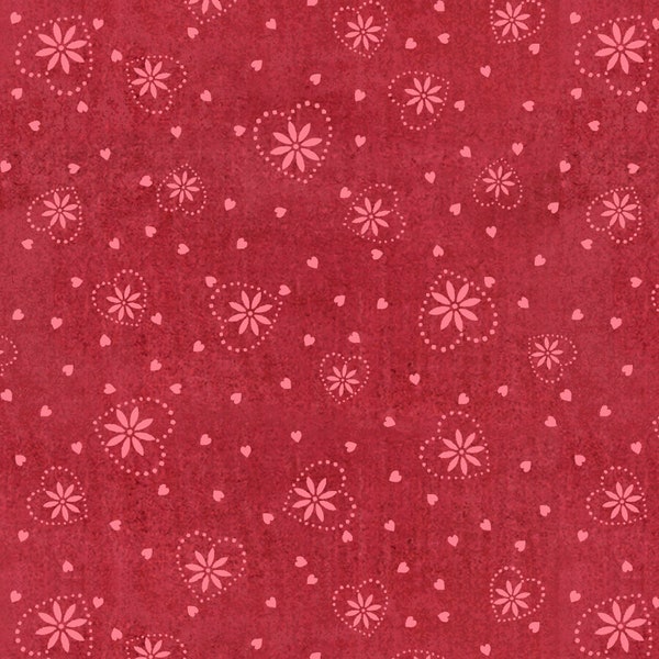 Tossed Hearts - Love Birds by Debbie Monson for PNB Textiles - LBIR 5335 R - Red - 1/2 yard