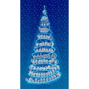 Banner Panel from 12 Days of Christmas Collection by Sue Ellen Brown for Studio E - 6294P-77 Cyan - Panel 24&quot;